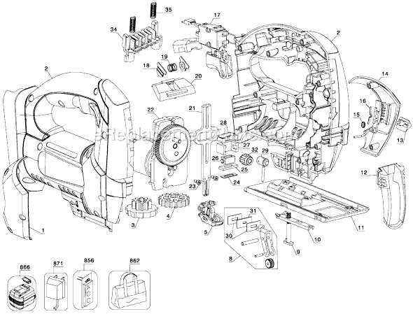 Page A Diagram and Parts List for FS2400JS Type 1 Black and Decker Jig Saw